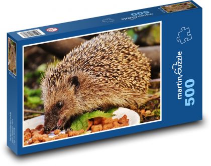 Hedgehog - animal, eat - Puzzle of 500 pieces, size 46x30 cm 