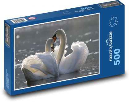 Labutě - vodní ptáci, rybník - Puzzle 500 dílků, rozměr 46x30 cm