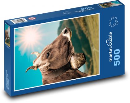 Krowa - dzwonek, słońce - Puzzle 500 elementów, rozmiar 46x30 cm