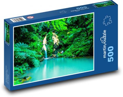 Azores - Portugal, waterfall - Puzzle of 500 pieces, size 46x30 cm 