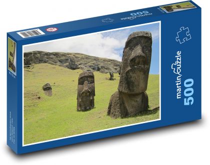 Rapa Nui - velikonoční ostrov, sochy - Puzzle 500 dílků, rozměr 46x30 cm