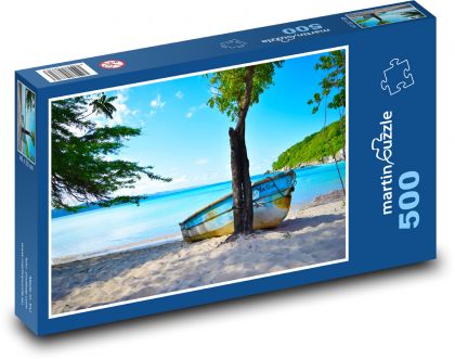 Loď na brehu - pláž, more - Puzzle 500 dielikov, rozmer 46x30 cm 
