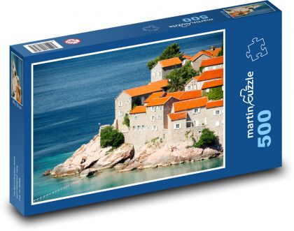 Czarnogóra - wyspa, wybrzeże - Puzzle 500 elementów, rozmiar 46x30 cm
