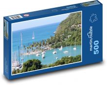 Svatá Lucie - ostrov v Karibiku, moře Puzzle 500 dílků - 46 x 30 cm