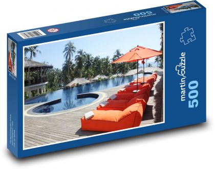 Hotel - bazén, Thajsko - Puzzle 500 dílků, rozměr 46x30 cm