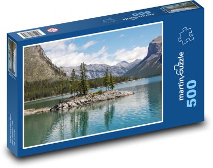 Jezioro Minnewanka - Kanada, przyroda - Puzzle 500 elementów, rozmiar 46x30 cm