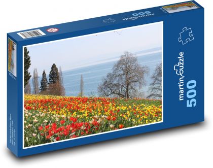 Mainau Island - Bodamské jazero, tulipány - Puzzle 500 dielikov, rozmer 46x30 cm 
