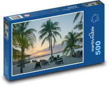 Západ slnka - Karibský oceán, palmy Puzzle 500 dielikov - 46 x 30 cm 