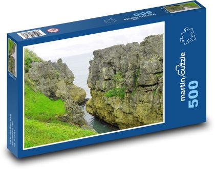 Nový Zéland - pobřeží, skály - Puzzle 500 dílků, rozměr 46x30 cm