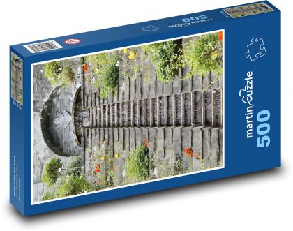 Vodní schody - vodopád, dekorace - Puzzle 500 dílků, rozměr 46x30 cm