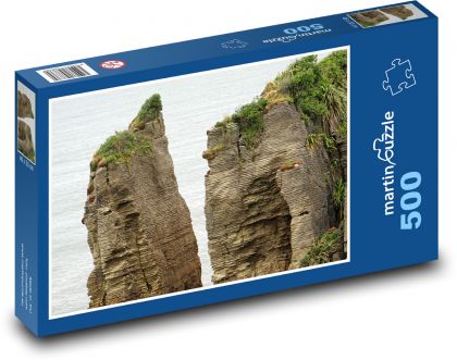 Palačinkové skály - Nový Zéland, moře - puzzle 500 dílků