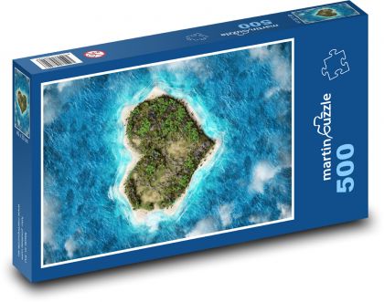 Ostrov - srdce, oceán - Puzzle 500 dílků, rozměr 46x30 cm