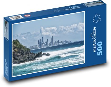Mesto - pobrežie, more - Puzzle 500 dielikov, rozmer 46x30 cm 