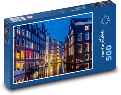 Amterdam - budovy, rieka - Puzzle 500 dielikov, rozmer 46x30 cm 