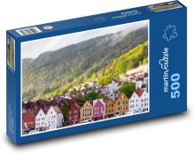 Norwegen - Berge, Häuser Puzzle 500 Teile - 46 x 30 cm