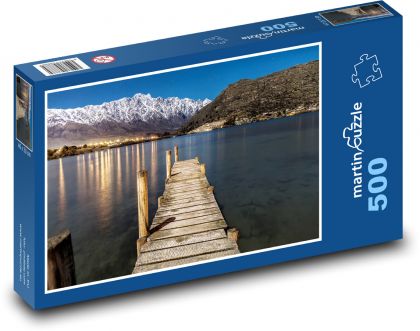 Pier bei Nacht - See, Berge - Puzzle - 500 Teile