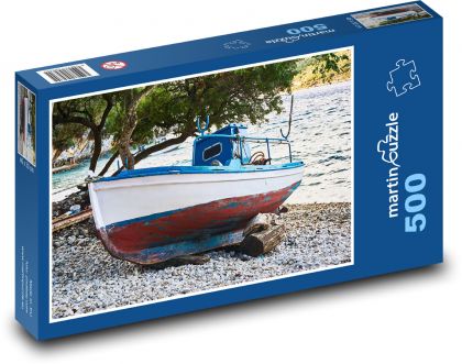 Řecko - loď, pláž - puzzle 500 dílků