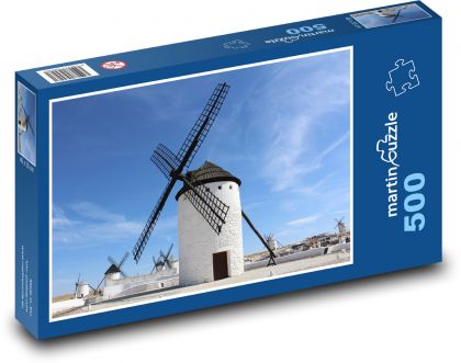 Větrný mlýn - město, obloha  - Puzzle 500 dílků, rozměr 46x30 cm