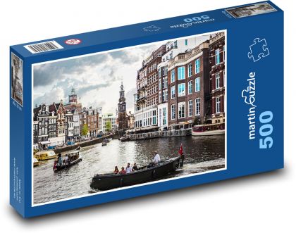 Mesto - kanál, Amstrdam - Puzzle 500 dielikov, rozmer 46x30 cm 