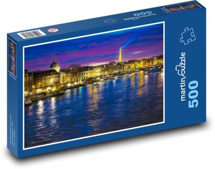 Paříž - Francie, noc - Puzzle 500 dílků, rozměr 46x30 cm