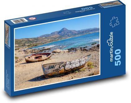 Boats - Beach, Crete - Puzzle of 500 pieces, size 46x30 cm 