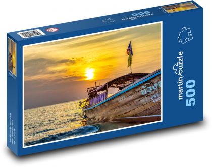 Boat at sea - Thailand, sunset - Puzzle of 500 pieces, size 46x30 cm 