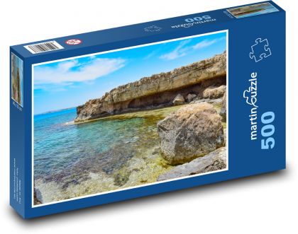 Skaliste wybrzeże - skała, plaża - Puzzle 500 elementów, rozmiar 46x30 cm