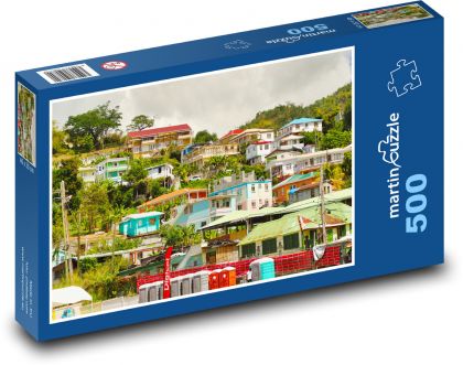 Dominica - Caribbean island, houses - Puzzle of 500 pieces, size 46x30 cm 
