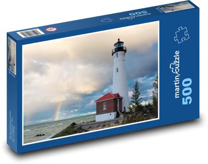 Maják - more, dúha - Puzzle 500 dielikov, rozmer 46x30 cm 