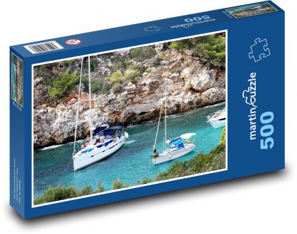 Majorka - Hiszpania, jachty - Puzzle 500 elementów, rozmiar 46x30 cm