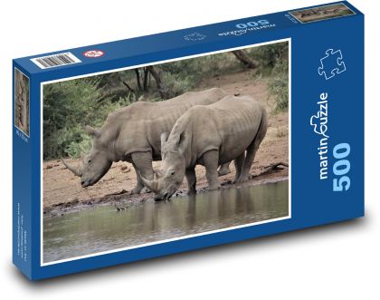 Nosorožec - zvíře, Afrika - Puzzle 500 dílků, rozměr 46x30 cm