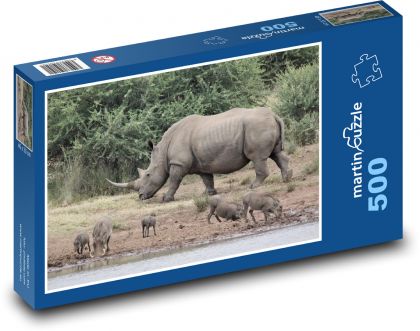 Rhino - Animal, Safari - Puzzle of 500 pieces, size 46x30 cm 