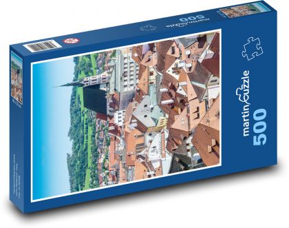Město - věž, střechy budov - Puzzle 500 dílků, rozměr 46x30 cm