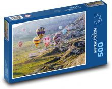 Teplovzdušné balóny - príroda, hory Puzzle 500 dielikov - 46 x 30 cm 