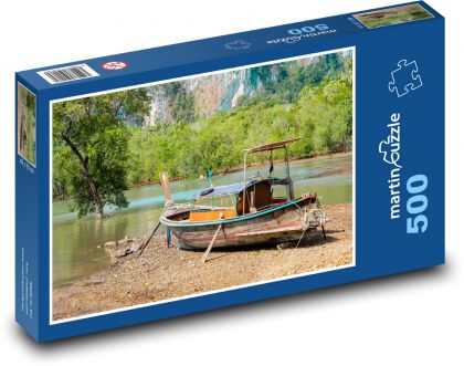 Loď - stromy, příroda - puzzle 500 dílků