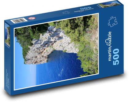 Chorvatsko - pobřeží, útes - Puzzle 500 dílků, rozměr 46x30 cm