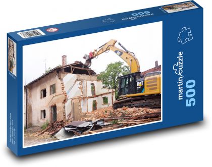 Demolition of the house - bulldozer, ruins - Puzzle of 500 pieces, size 46x30 cm 
