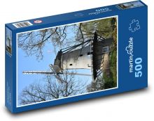 Větrný mlýn - Holandsko, stromy Puzzle 500 dílků - 46 x 30 cm