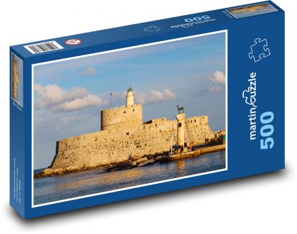 Agios Nikolaos Castle - Mandraki, port - Puzzle of 500 pieces, size 46x30 cm 