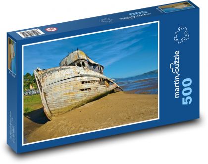 Statek - wrak, wybrzeże - Puzzle 500 elementów, rozmiar 46x30 cm