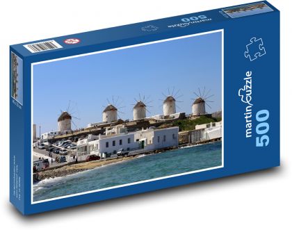 Mykonos - Řecko, větrné mlýny - puzzle 500 dílků