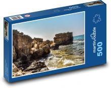 Skalnaté pobrežie - more, vlny Puzzle 500 dielikov - 46 x 30 cm 