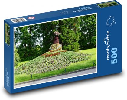 Páv - vták, kvety - Puzzle 500 dielikov, rozmer 46x30 cm 