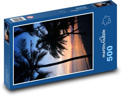 Sunset - sea, palm trees - Puzzle of 500 pieces, size 46x30 cm 