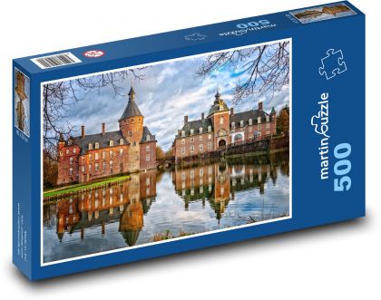 Vodný hrad - stavba, jazero - Puzzle 500 dielikov, rozmer 46x30 cm 