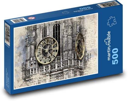 Hodinová veža - kostol, katedrála - Puzzle 500 dielikov, rozmer 46x30 cm 