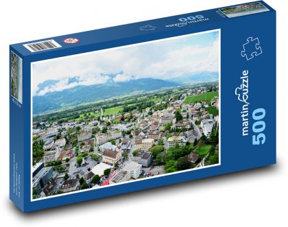 Lichtenštejnsko - město, Evropa - Puzzle 500 dílků, rozměr 46x30 cm