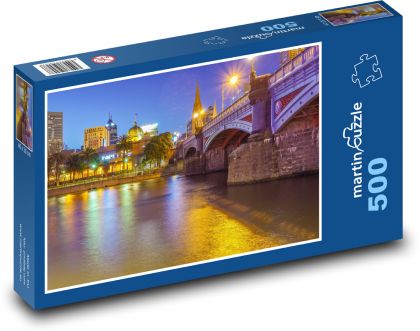 Melbourne - nočné mesto, Austrália - Puzzle 500 dielikov, rozmer 46x30 cm 