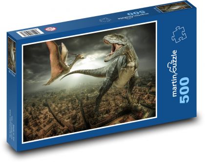 Dinosaurier - Stadt, Fantasie - Puzzle - 500 Teile
