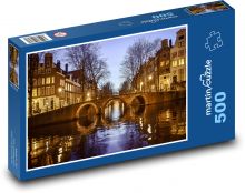 Amstrdam - kanály, Holandsko Puzzle 500 dielikov - 46 x 30 cm 